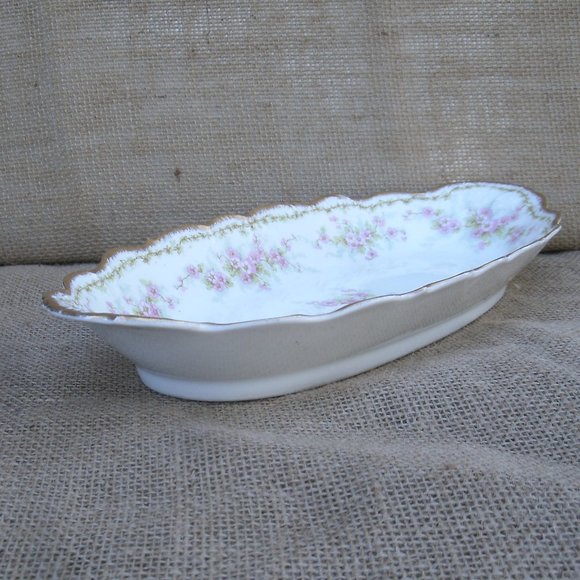 Antique Bawo & Dotter Elite Works Limoges Floral Serve Dish BWD4 - Picture 4 of 16